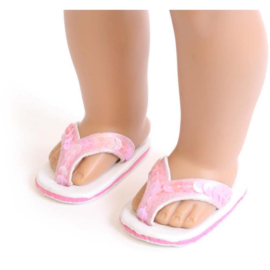 Pink Sequined Flip Flops