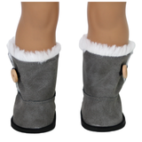 Gray Ewe Boots with Button and Fur