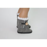 Gray Ewe Boots with Button and Fur