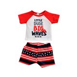 18-inch Doll outfit with red and white shirt and American flag color style shorts
