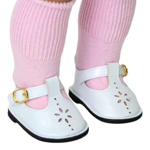 White Mary Janes w/Flower Cutout