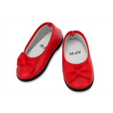 Red Flat style shoes with bow that fit an 18-inch doll 