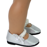 Silver Dress Shoes w/ Pearl Trim