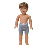 Showing on the 18" Boy Doll Gray Knit Underwear