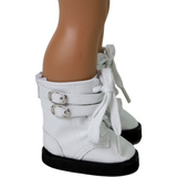 White Boots with Buckle and Laces