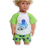 Boy's Green Swimsuit w/ Rash guard