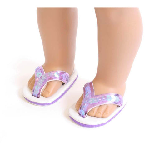 Purple Sequined Flip Flops