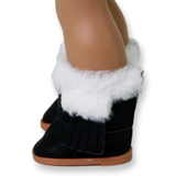 Black Fur-trimmed Boots with Side Tassel