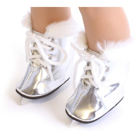 Silver Ice Skates w/ Fur Trim