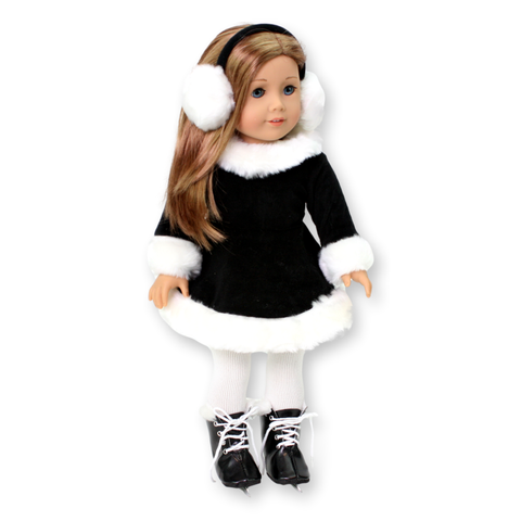 Black Fur-trimmed Ice Skating Dress