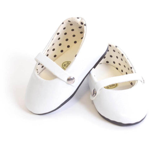 White Ballet Flats w/strap 