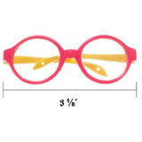 Round Hot Pink with Yellow Plastic Glasses